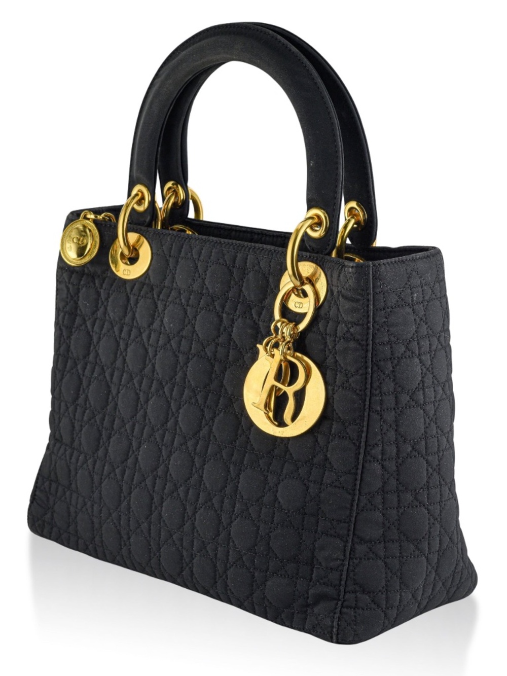 Christian Dior Lady Dior HandBag, Black color Nylon